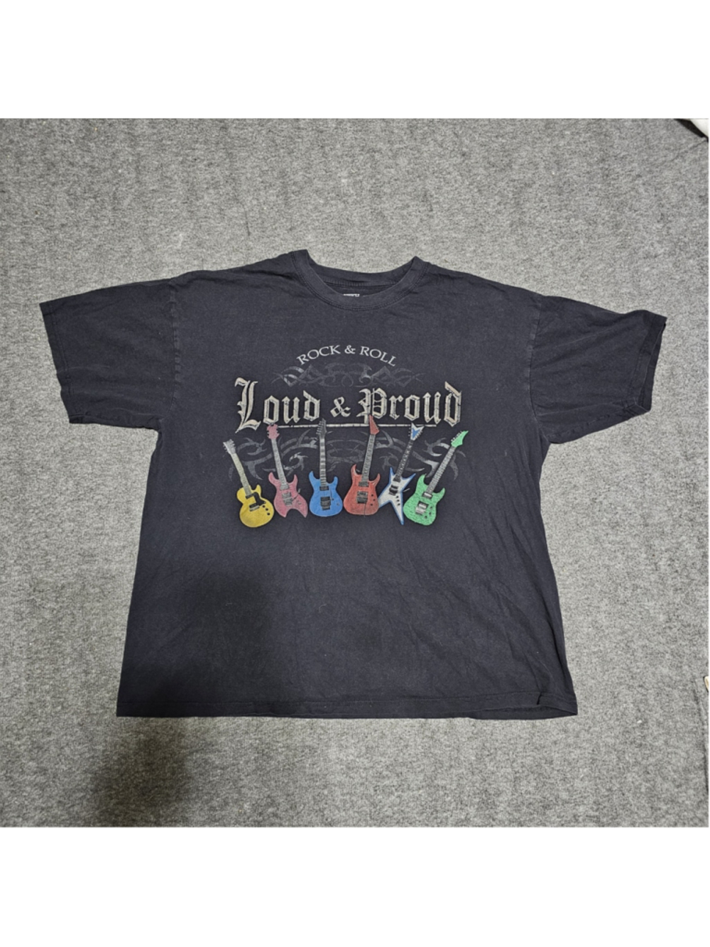 Loud & Proud Rock & Roll Guitar Graphic Tee Sz XL Hanes